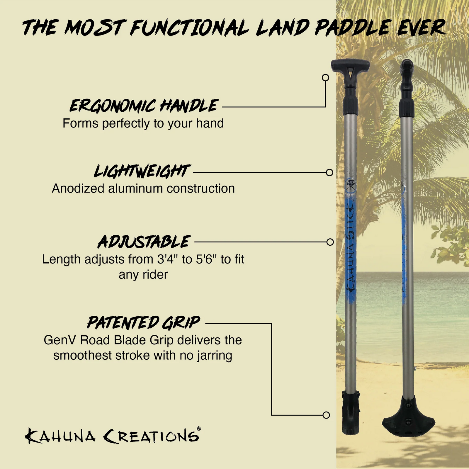 Kahuna Creations Big Stick Adjustable Land Paddle - Spray w/ GenV