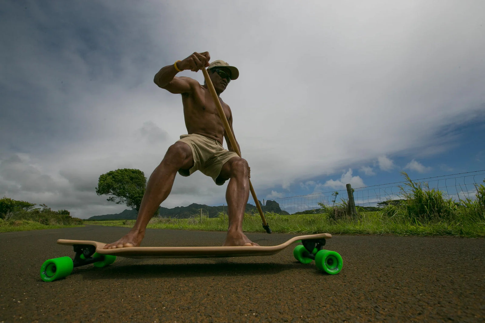 Kahuna Creations Bamboo Drop Deck Land Paddle Longboard - 42